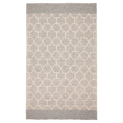 ECARPETGALLERY Braid weave Sienna Grey Wool Rug - 5'0 x 8'3