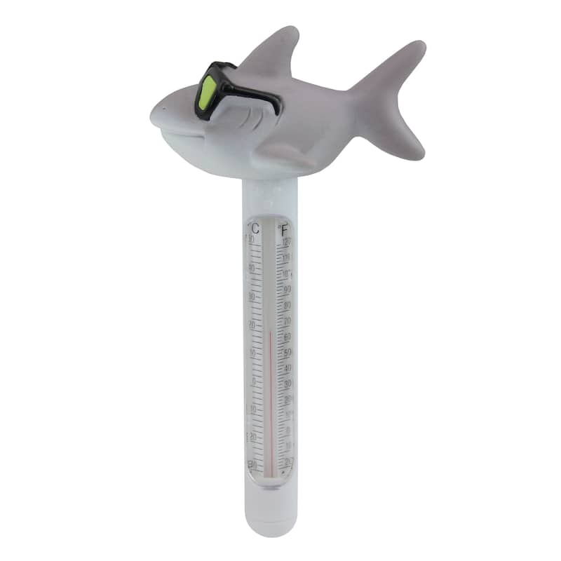 8" Gray and White Shark with Sunglasses Floating Swimming Pool Thermometer - 8" Gr