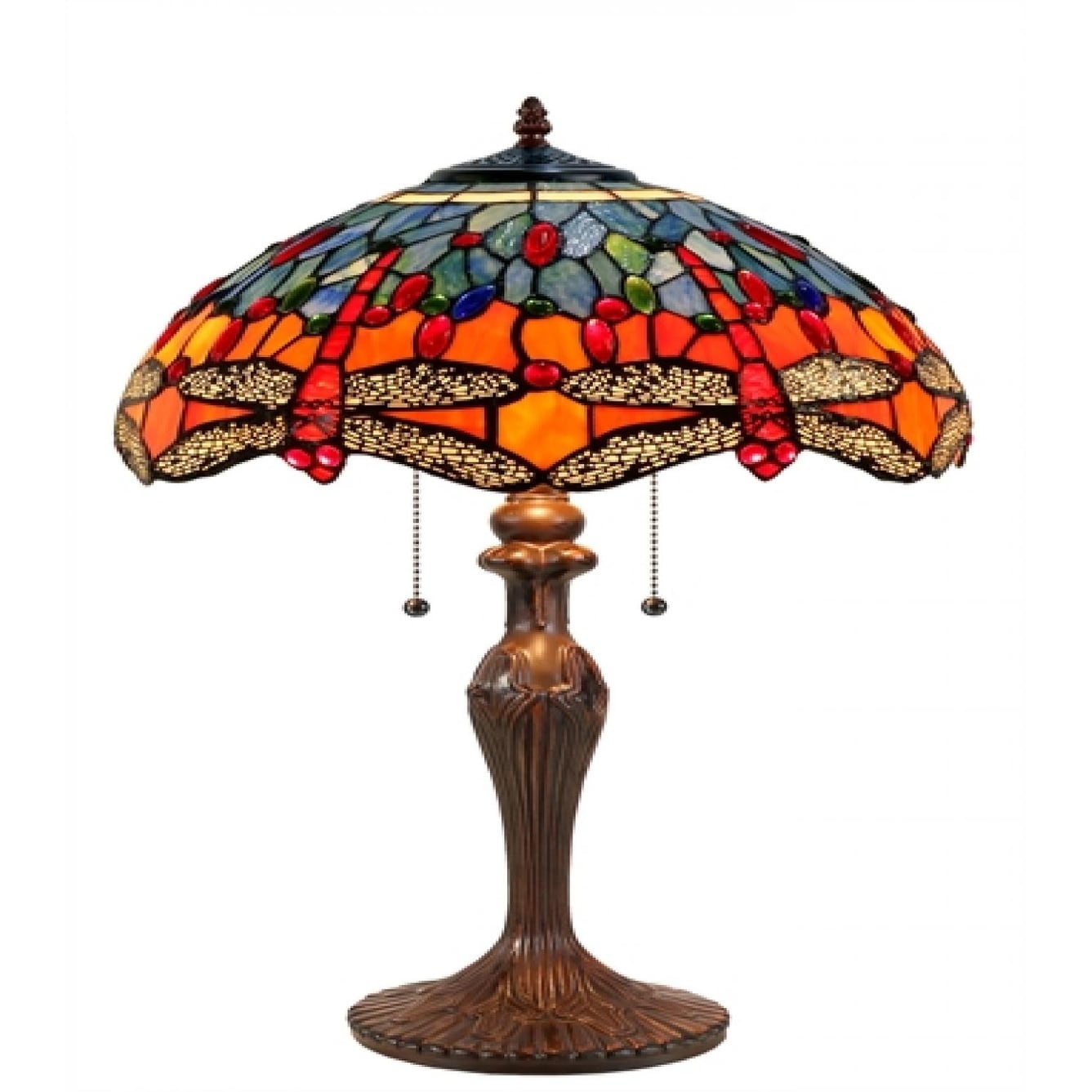 Multi Colored Hanging Dragonflies Tiffany Style Table Lamp