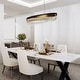 preview thumbnail 12 of 13, Modern 1-Light LED Crystal Chandelier Black Gold Linear Island Lights for Dining Room - D31.5" x H6"