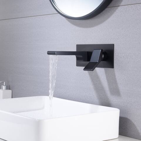 matte balck single handle bathroom basin faucet with pop up overflow brass drain - 5' x 11'