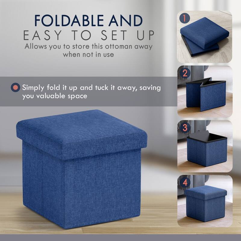 Small Foldable Square Storage Ottoman Cube
