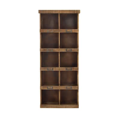 Wood 10 Cubby Wall Shelf - Brown - Roche River Decor - 7"W x 18"L x 42"H