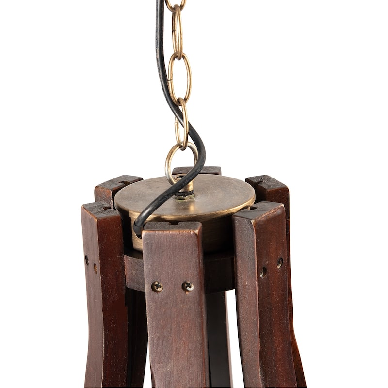 Wood & Metal Chandelier with Six Lightbulbs