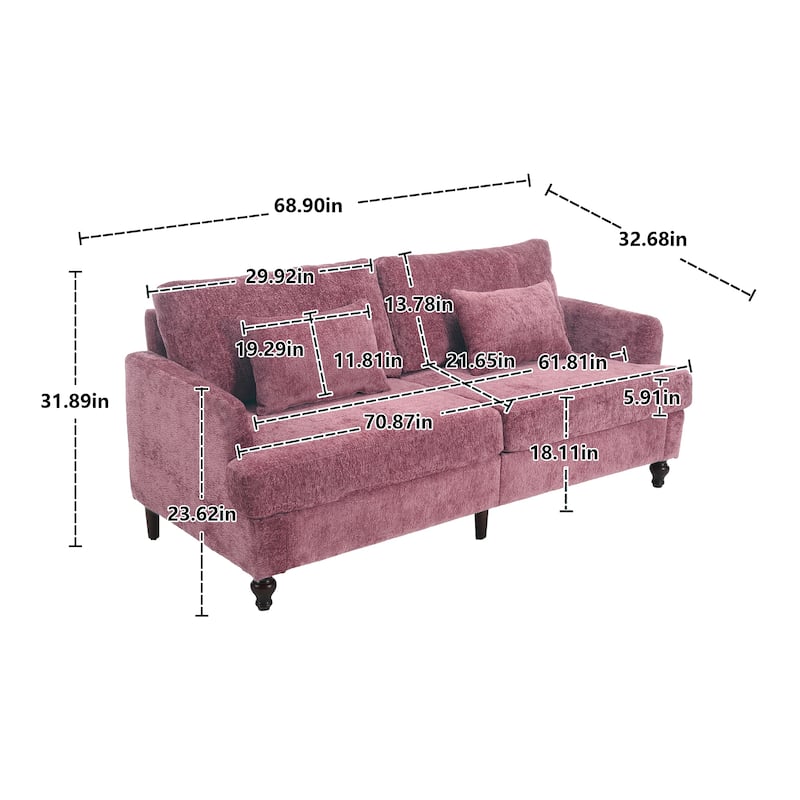 HOMEFUN Chenille Upholstered Mid Century Modern Wood Frame Loveseat for Living Room
