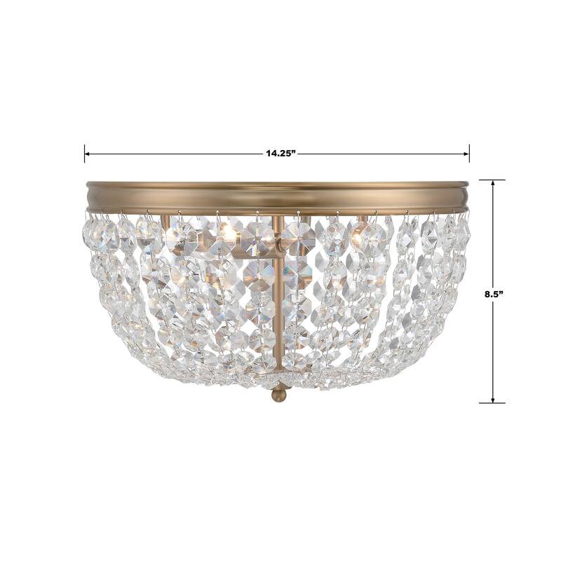Nola 3 Light Vibrant Gold Ceiling Mount - 14.25"W x 8.5"H