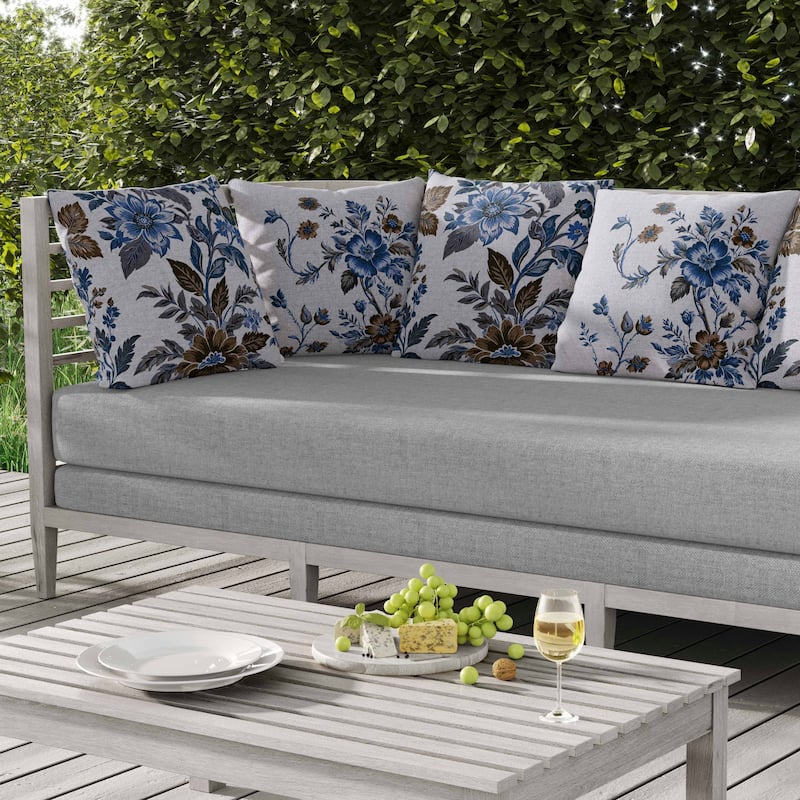 Cobalt Meadow Indoor/Outdoor Reversible Throw Pillow Blue and Brown