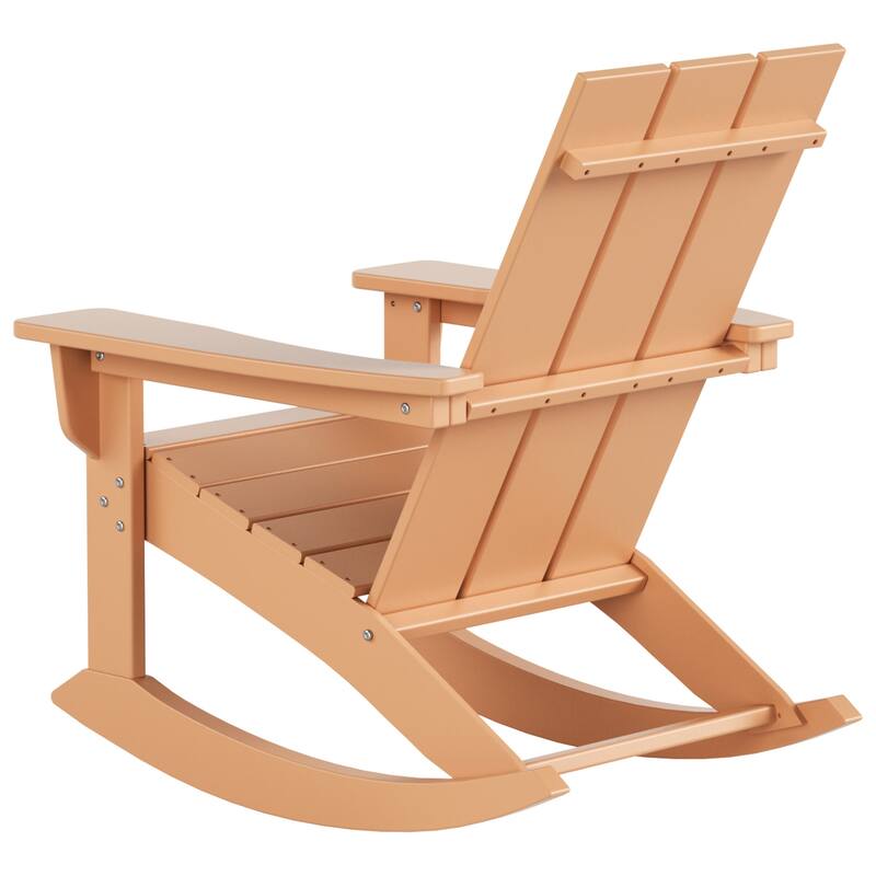 Shoreside Modern Eco-Friendly All Weather Poly Adirondack Rocking Chair with Side Table (2-Piece Set)