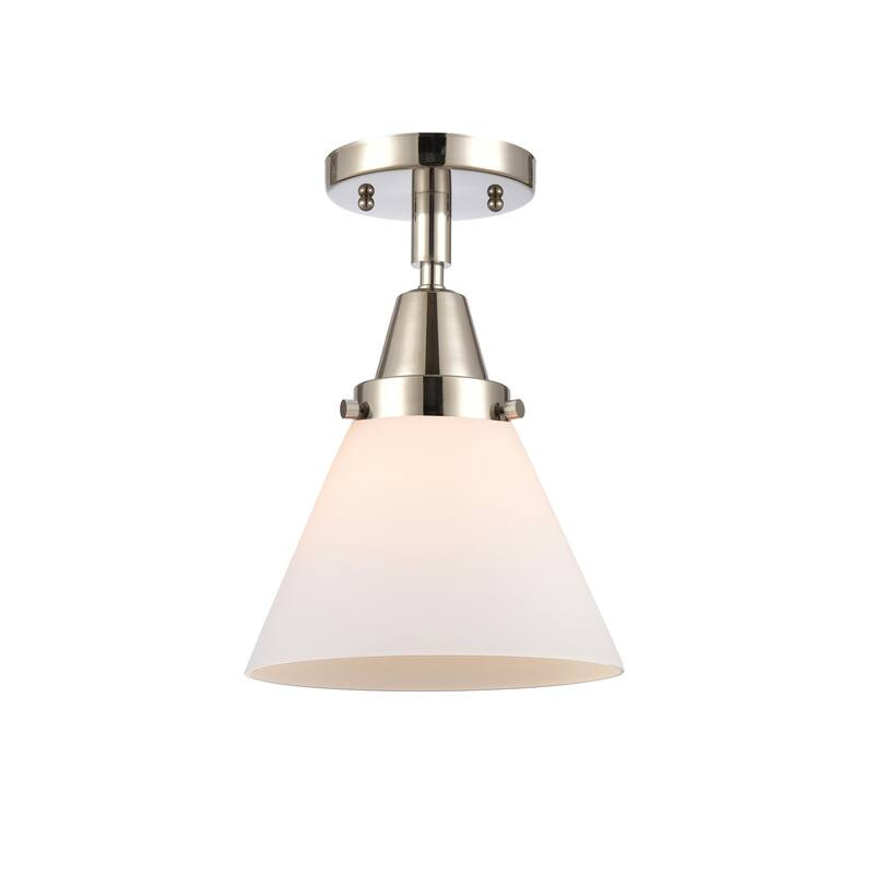 Innovations Lighting Caden Cone - 1 Light 8" Flush Mount - Polished Nickel/Matte White