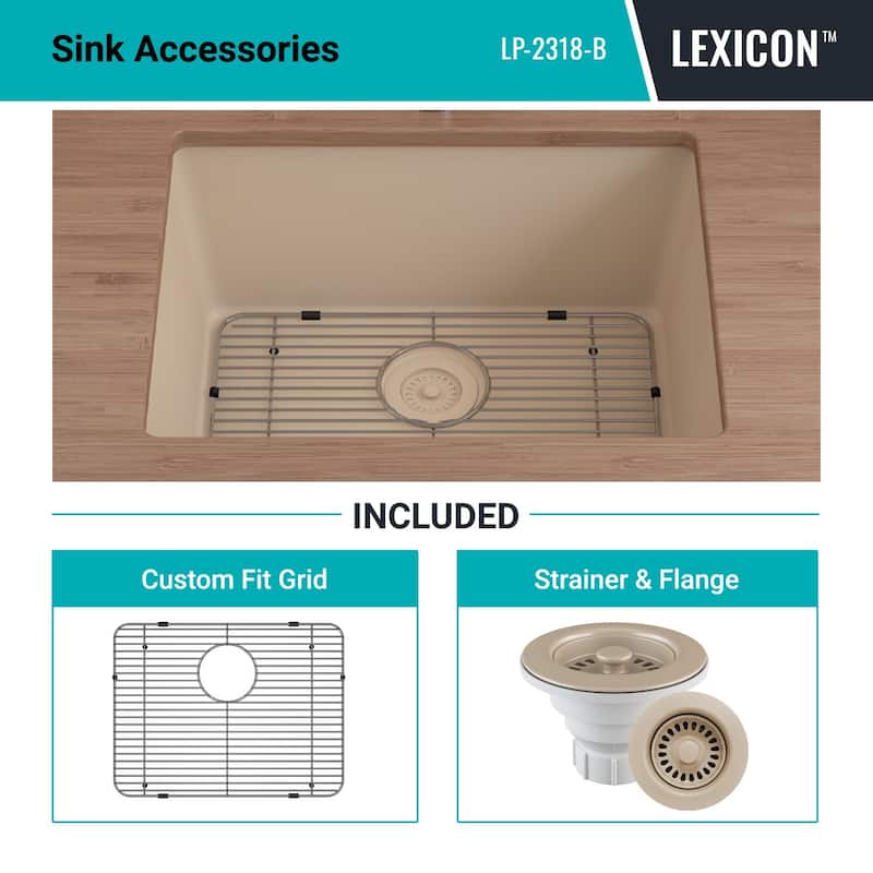 23" x 18" Quartz Kitchen Sink, Single Bowl Sink, Drop-in Sink, Undermount Sink, Granite Kitchen Sink, with Steel... - 23"x18"