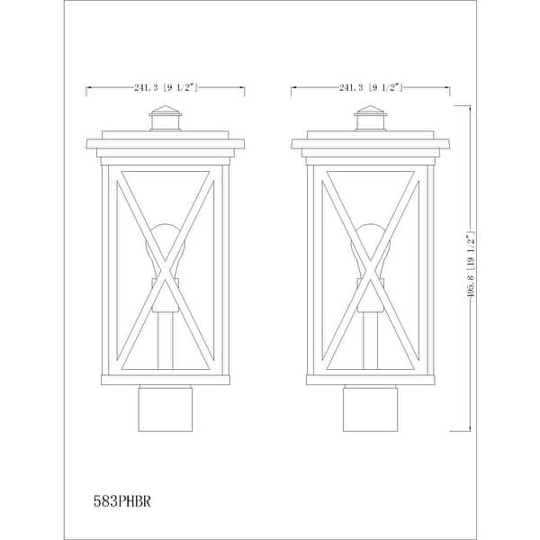 Brookside 1 Light Outdoor Post Mount Fixture - Black