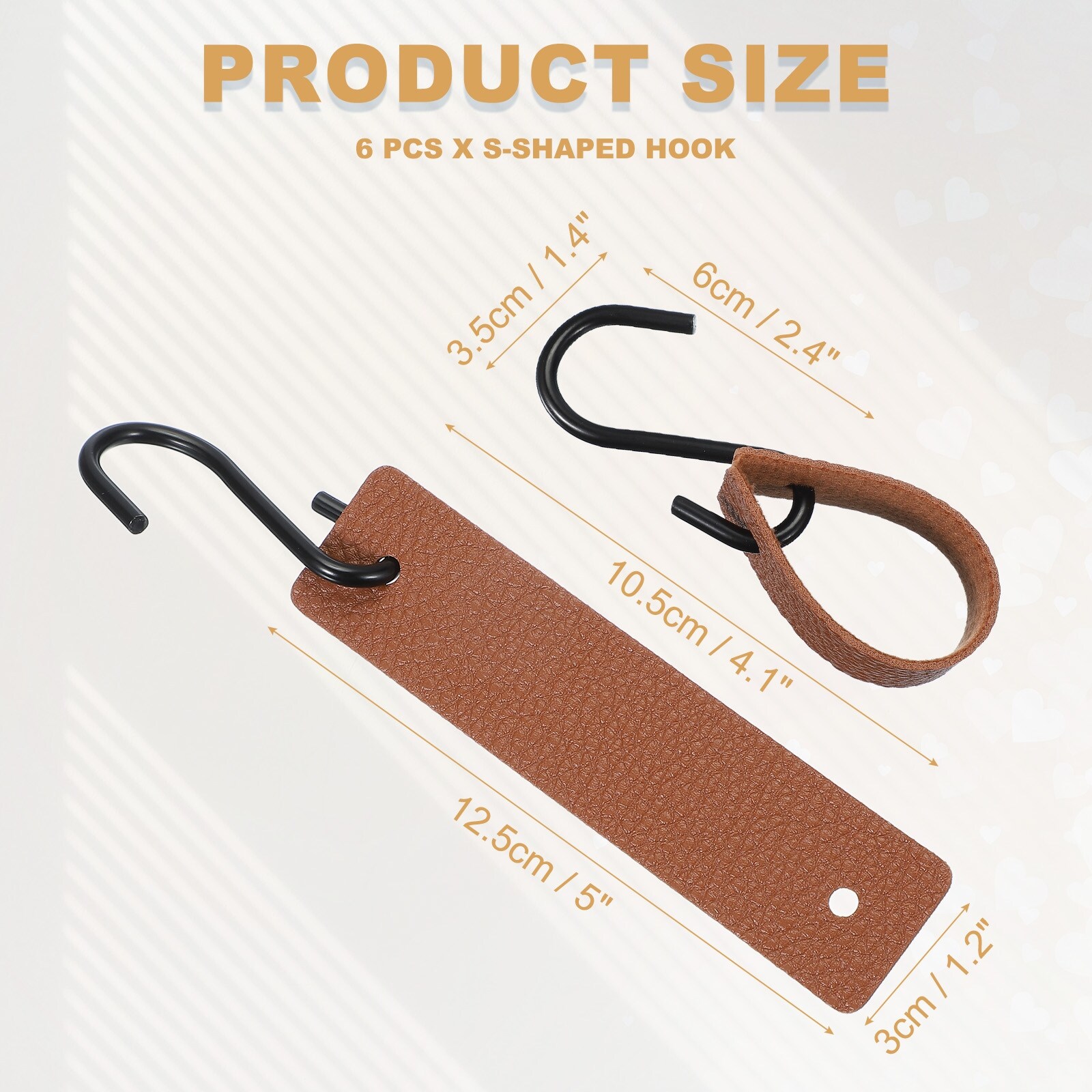 PU Leather S Hooks, Multifunctional S Shaped Hooks for Hanging Coat Towel Camping Kitchen Bathroom Handle