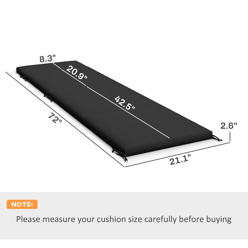 Outsunny Outdoor Chaise Lounge Cushions Set of 2, Chaise Lounge Cushions with 6 Ties, High-Density Foam