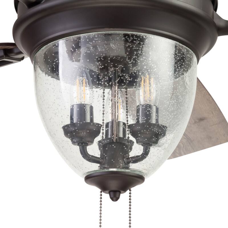 52" Honeywell Glencrest Espresso Indoor/Outdoor LED Ceiling Fan with Light, Pull Chain, ETL Damp Rated