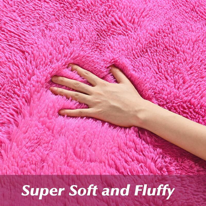 Living Room Bedroom Super Soft Pile Area Rug, Modern Shaggy Rugs, Non-Slip Pile Rugs for Kids
