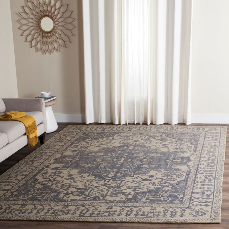 SAFAVIEH Handmade Restoration Vintage Boho Grisha Oriental Wool Rug - 10' x 14' - Blue/Grey