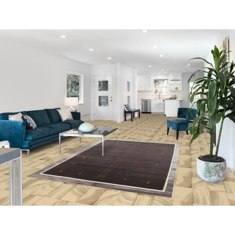 Hand Knotted Oriental 100% Wool Carpet Tribal Tribal Greys & Charcoal Gabbeh Area Rug - 7' 10'' X 5' 5''