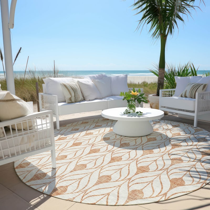 Machine Washable Indoor/ Outdoor Chantille Contempoary Geo Rug - Salmon - 8' x 8'