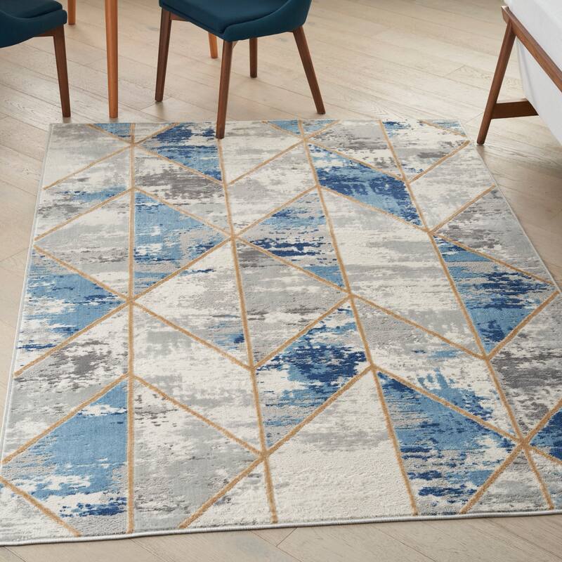 Nourison Elation Abstract Geometric Glam Area Rug - 4' x 6' - Grey/Multi