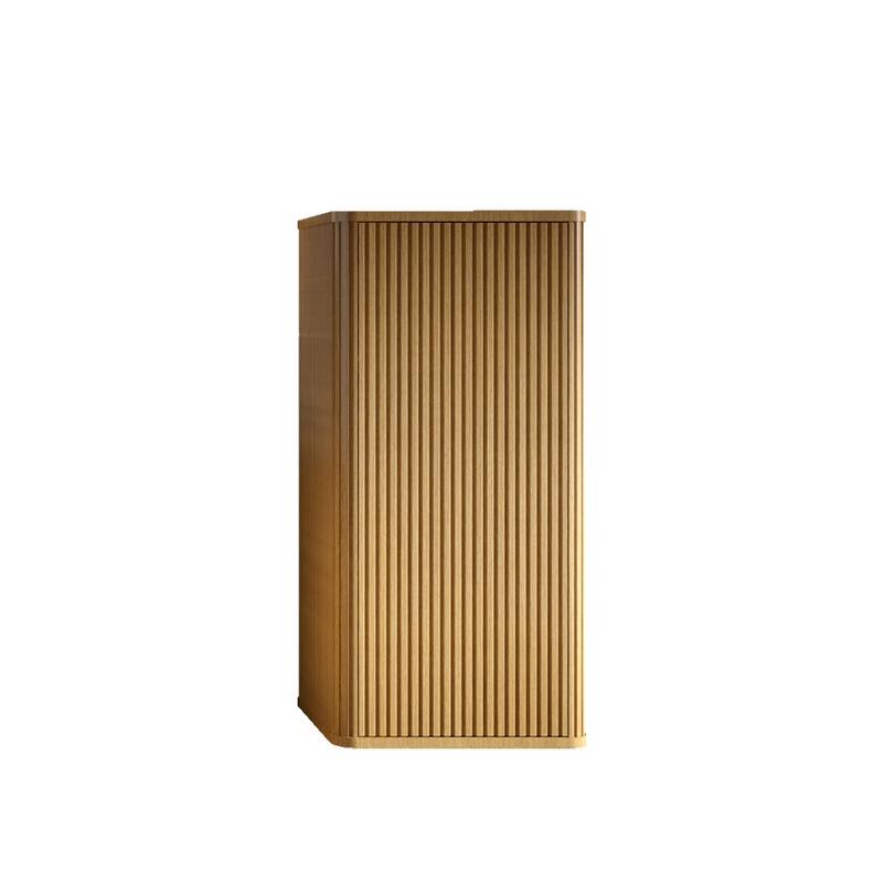 GDFStudio - Floating Wall-Mounted Side Cabinet with Curved Edges and Push-Open Door, Pre-Assembled Storage - 30" - OAK