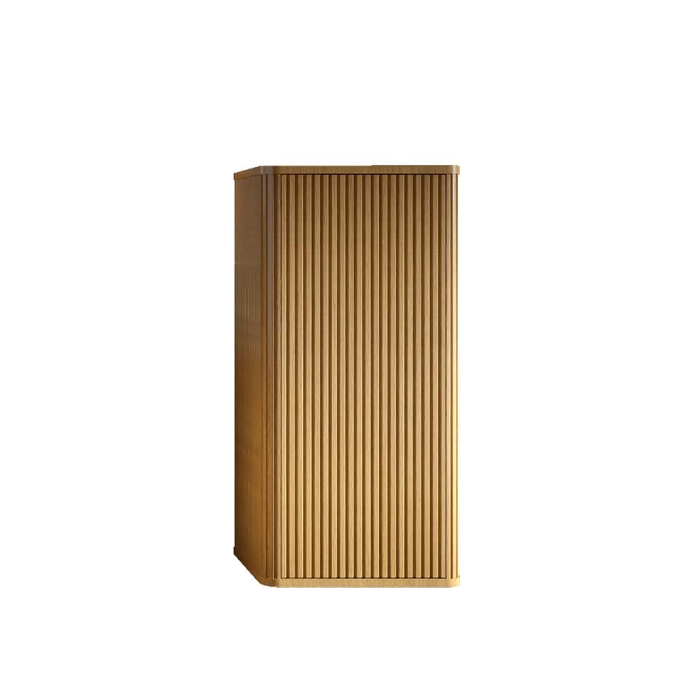 GDFStudio - Floating Wall-Mounted Side Cabinet with Curved Edges and Push-Open Door, Pre-Assembled Storage