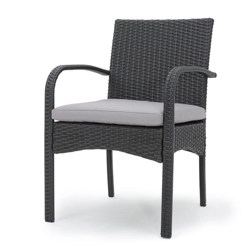 2-Piece PE Wicker Outdoor Dining Chair Set with Cushions