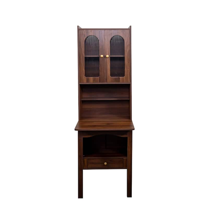 Fold-Out Desk, Convertible Writing Table with Shelf & Drawer, Space-Saving Home Office Workstation for Small Rooms