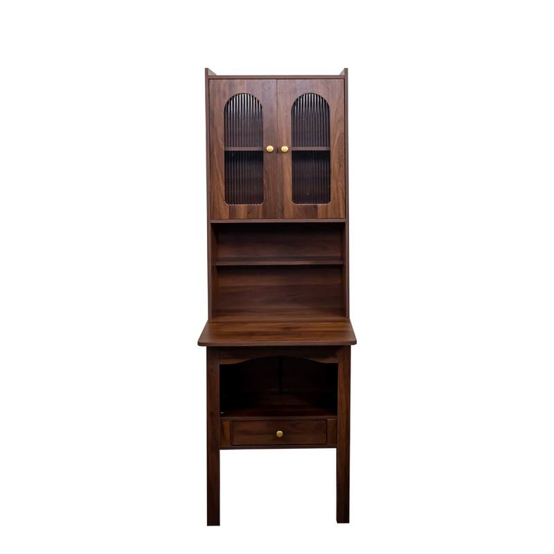 Roomfitters Fold-Out Convertible Writing Desk Cabinet with Shelf and Drawer, Space-Saving Home Office Workstation