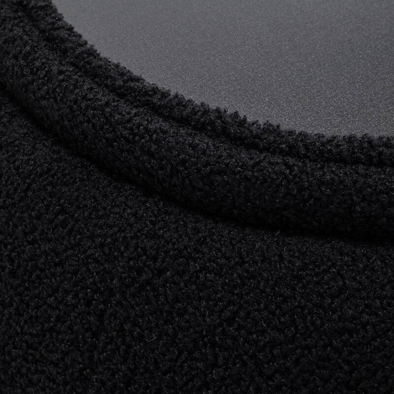 SEYNAR 25" Faux Sherpa Round Storage Ottoman - Large Cozy Bouclé Footrest Stool