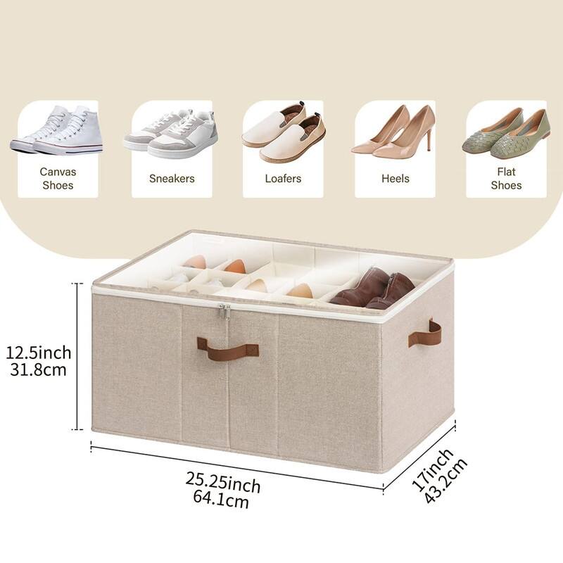 Shoe Organizer,Adjustable Dividers & Clear Cover