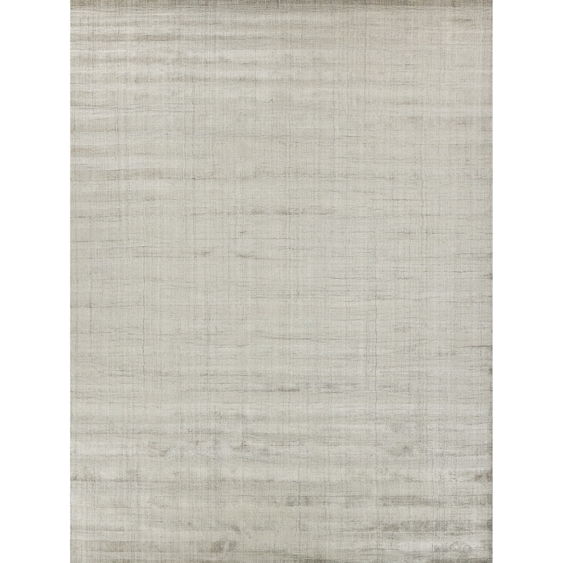 EXQUISITE RUGS Robin Stripe Hand-loomed Bamboo Silk/Wool Taupe Area Rug.