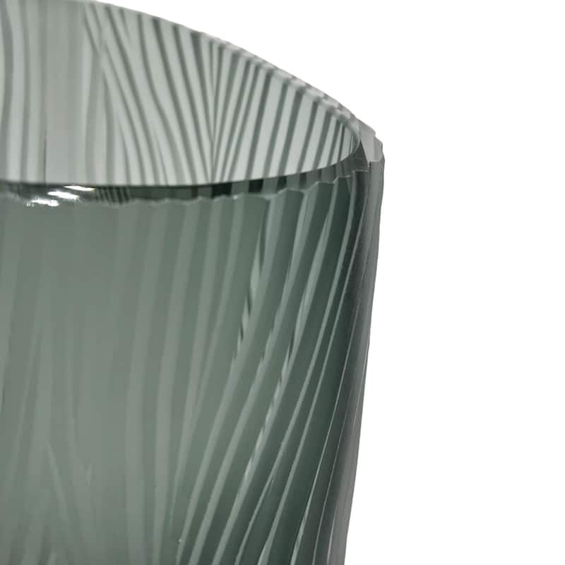13" High Premium Contemporary Glass Vase in Grayish Blue