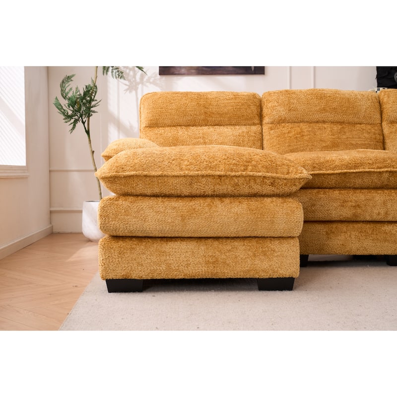 Modern U-shape Chenille Upholstered Sofa with Chaise Multiple Cushions Sectional Couch