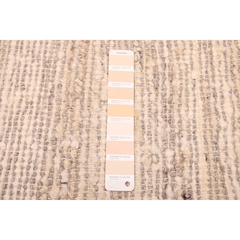 ECARPETGALLERY Braid weave Sienna Cream, Taupe Wool Kilim - 8'5 x 10'0