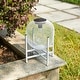 preview thumbnail 5 of 16, Glitzhome White Metal Outdoor Solar Lantern with Stand (Set of 2)