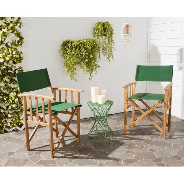 SAFAVIEH Outdoor Living Laguna Green Acacia Wood Director Chair (Set of