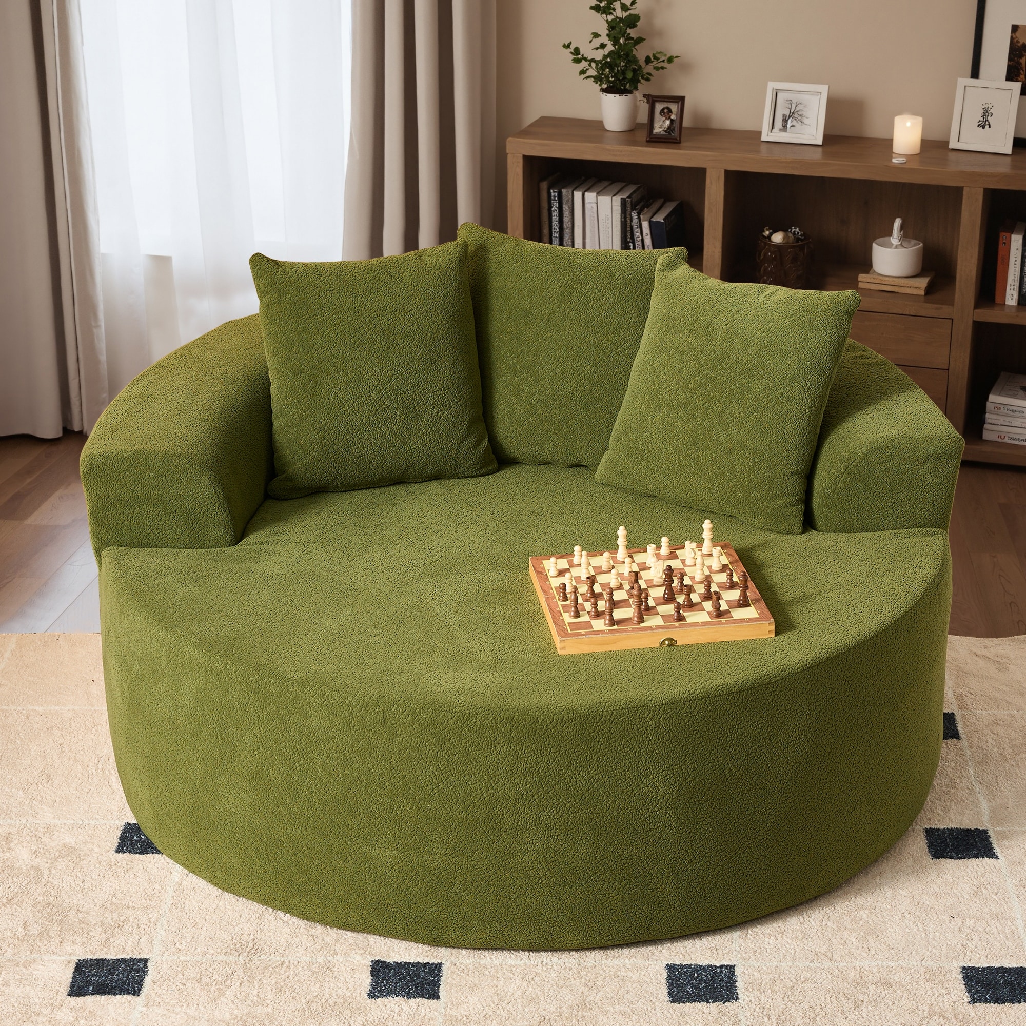 HOOOWOOO Modern Corduroy Fabric Floor Lounge Sofa Couch with Pillows