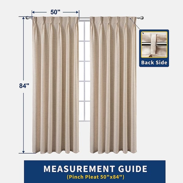 dimension image slide 1 of 8, DriftAway Pinch Pleat Linen Textured Semi Sheer Solid Curtains Back Tabs