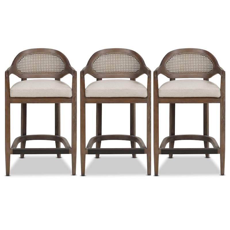 Americana Mid-Century Modern Rattan Cane Back Counter and Bar Stool