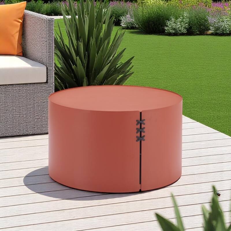 29" Terra Cotta Rounded Aluminum Outdoor Coffee Table - Terra Cotta