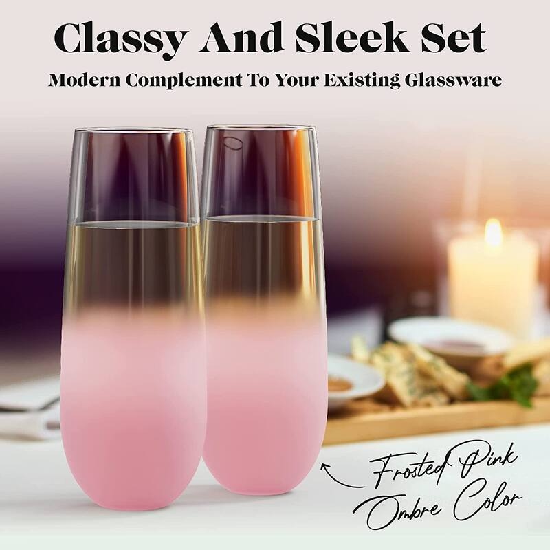 Trina Turk Ombre Frosted Stemless Flutes Set of 4 10 oz. On Sale