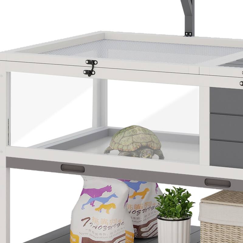 Moasis Large Tortoise Cage with Storage Shelf & Wheels