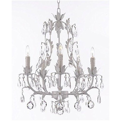 White Floral Chandelier With Crystal Balls - Chandeliers For Bedrooms by Overstock.com