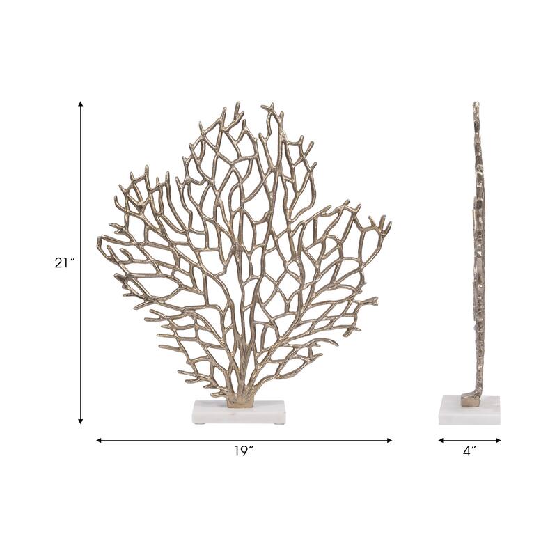 Sagebrook Home Coastal 21" Gold Coral Branch Sculpture - 19" x 4" x 21"