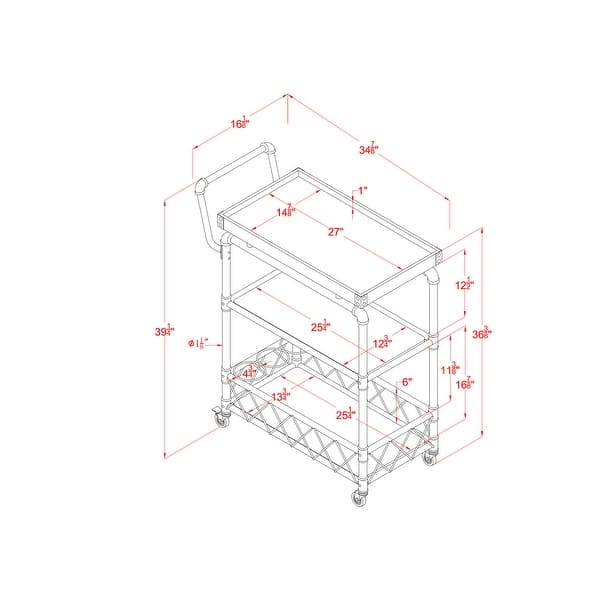 Herman Industrial Antique Black Metal 2-Shelf Serving Cart by Furniture of America