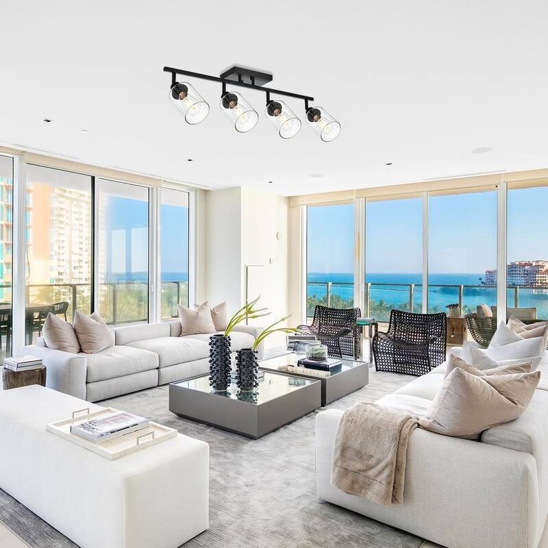 4-Light Vanity Light Bathroom Fixture, Multi-Directional Rotating Metal Ceiling Spotlight Fixture with Adjustable Track Heads