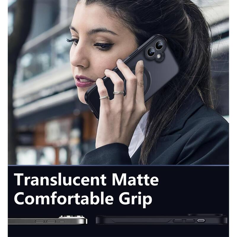 iPhone 16 360° Adjustable Stand Compatible with MagSafe, Translucent Cover with Magnetic Ring Case Non-Slip and Shockproof