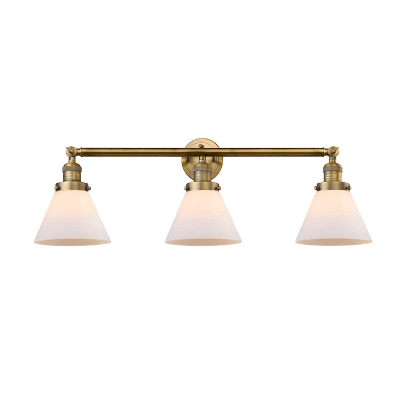 Innovations Lighting Large Cone 3 Light 32" Wide Bathroom Vanity Light - Brushed Brass / Matte White