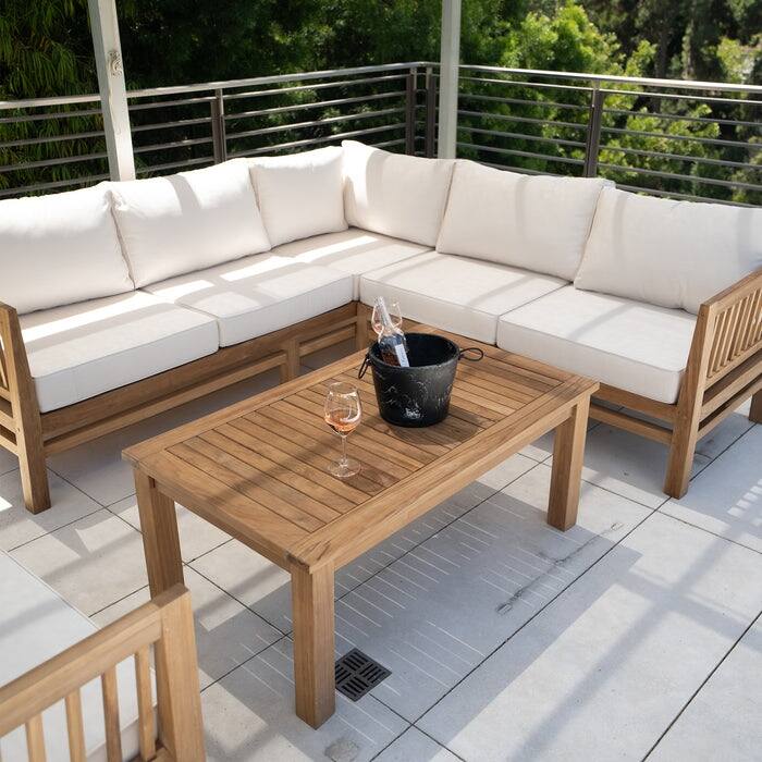 Nordic Teak Natural Wood Indoor/Outdoor Coffee Table - 47" - 47.24" L x 27.55" W x 19.68" H - 47.24" L x 27.55" W x 19.68" H