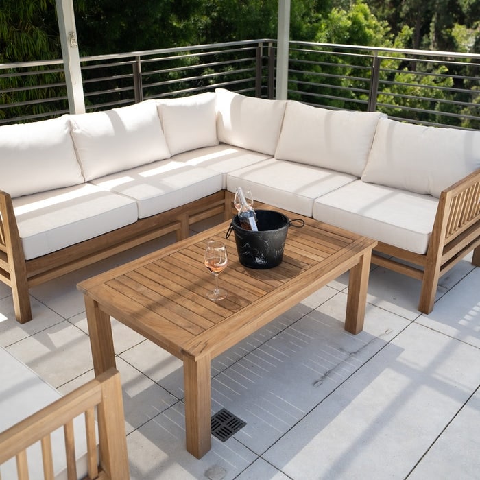 Nordic Teak Natural Wood Indoor/Outdoor Coffee Table - 47" - 47.24" L x 27.55" W x 19.68" H